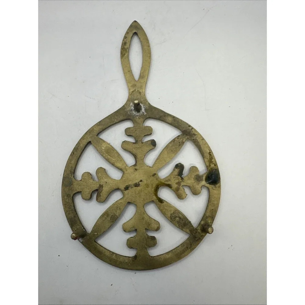 2 Vintage Hot Plates Trivets Plant Stand Brass Bell Japan Int. Silver
